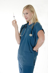 Female doctor with needle